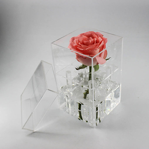 Xinkeda rõ ràng <span class=keywords><strong>Acrylic</strong></span> duy nhất tăng hộp <span class=keywords><strong>acrylic</strong></span> bảo quản hoa Hộp quà tặng - Product Image 6