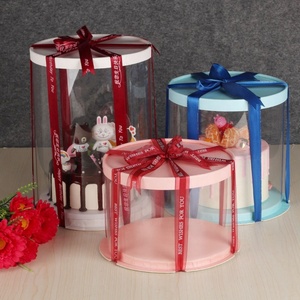 Boîtes à gâteaux bleues écologiques personnalisées avec logo imprimé, nouveau design, pour mariage, vente en gros, avec fenêtre - Product Image 4