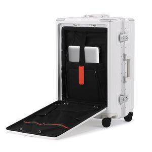 Valise trolley à ouverture frontale avec cadre en aluminium, 20 pouces, avec porte-gobelet, durable, pour voyages d'affaires, pour hommes - Product Image 3