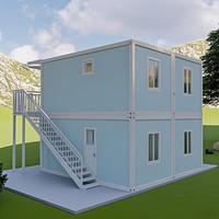 Mini maison chalet en conteneur de luxe personnalisée de 16 pieds Maison moderne mobile préfabriquée en acier léger Petite maison villa en paquet plat