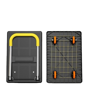 Thickened silent flatbed trolley, folding cart, <b>transport</b> cart, convenient household lightweight hauling cart, handcart, - Product Image 5