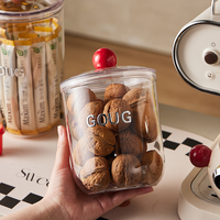 Bocaux en verre ronds OEM avec couvercle en verre/bambou pour grains de café, bonbons, fruits secs, graines de melon, noix