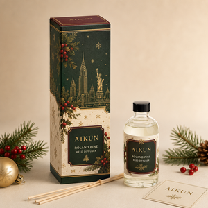 Coffret cadeau de parfum d'ambiance Aikun Christmas, 2 flacons en verre argentés, avec spray d'ambiance et diffuseur à bâtonnets, pour offrir en cadeau pendant les fêtes - Product Image 2