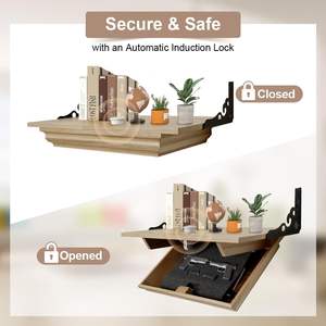 Estante Flotante <span class=keywords><strong>con</strong></span> Compartimento Secreto de Madera Maciza, Caja de Seguridad Oculta, Gabinete de Almacenamiento Montado en la Pared, Cajón Oculto - Product Image 2