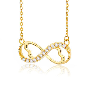 Collana <span class=keywords><strong>Infinito</strong></span> <span class=keywords><strong>con</strong></span> Zirconi Cubici Scintillanti, Design Geometrico a Cuore e Forma a 8, Regalo per Donne - Product Image 1