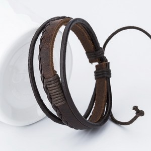 Wholesale Multilayer Leather Bracelet <strong>Gelang</strong> Kulit Vintage Punk Wristband <strong>Bangle</strong> Handmade Braided Leather Bracelet for Men - Product Image 4