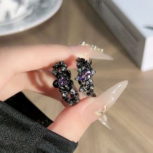 Trendy Black <b>Cross</b> Punk Hip Hop <b>Rings</b> Women Men Fashion Adjustable Opening <b>Ring</b> Halloween Gothic Purple Zircon Finger <b>Ring</b> - Product Image 3