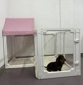 DIY köpek oyun parkı yavru kedi tavşan gelincik şeffaf <span class=keywords><strong>Pet</strong></span> kalem kolay monte Whelp sandık kulübesi kafes muhafaza ile tekerlekler - Product Image 5