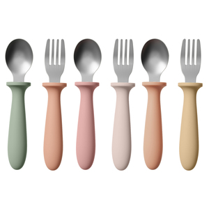 Ensemble de repas portable pour bébé sans BPA en acier inoxydable 304, design mignon et amusant, couverts pour tout-petits avec poignée en silicone, respectueux de l'environnement - Product Image 6