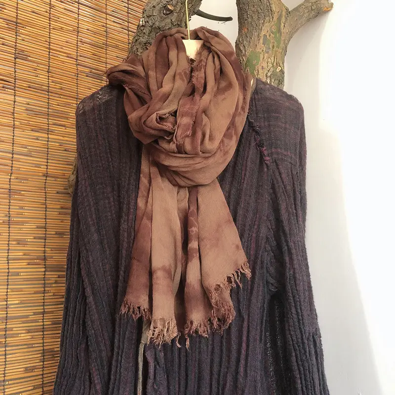 빈티지 타이 다이 모달 스카프 봄과 여름 연장 태양 보호 에어컨 목도리 여성용 얇은 목 스카프