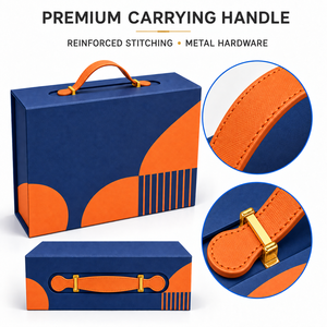 Boîte cadeau en papier pliable de luxe avec fermeture magnétique et poignée, emballage plat, impression personnalisée, boîte rigide pour emballage cosmétique - Product Image 3