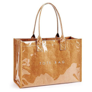 Sac fourre-tout rétro en PVC transparent avec fermeture Velcro, style décontracté et polyvalent, idéal pour les trajets quotidiens des femmes, simplicité urbaine. - Product Image 1