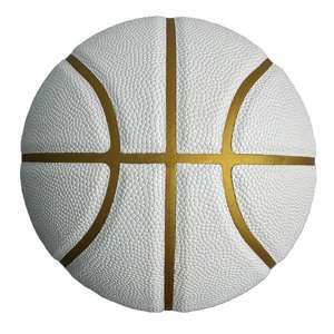 ลูกบาสเก็ตบอลหนัง PU คอมโพสิต คุณภาพสูง ทนทาน เป็นมิตรกับสิ่งแวดล้อม กันน้ำ  ขนาด 5 6 7  พร้อมโลโก้สั่งทำ  ลายเส้นสีขาวทอง - Product Image 3