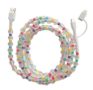 Chic kẹo kết hợp màu sắc cầu vồng đầy màu sắc Acrylic Đính cườm sạc cáp dữ liệu cho điện thoại - Product Image 2