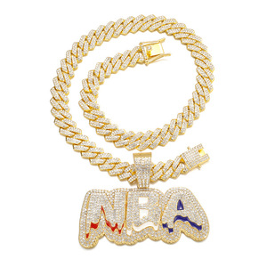 Collar de Cadena Cubana con Colgante de Letra de Personalidad Estilo Hip Hop, Venta al por Mayor, para Hombres Raperos - Product Image 6