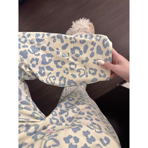 <span class=keywords><strong>Pigiama</strong></span> in stile giapponese ispirato a Instagram, dolce, con stampa leopardata e fiocco, da donna, estivo, a maniche corte e pantaloni lunghi, con motivo a cartoni animati - Product Image 4