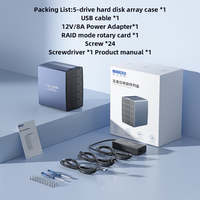 适用于 EC-7355 5 槽 3.5 英寸 SATA RAID 硬盘盒 USB 3.2 5Gbps 5x30TB 铝制外置硬盘阵列，带自动休眠功能（10 分钟）