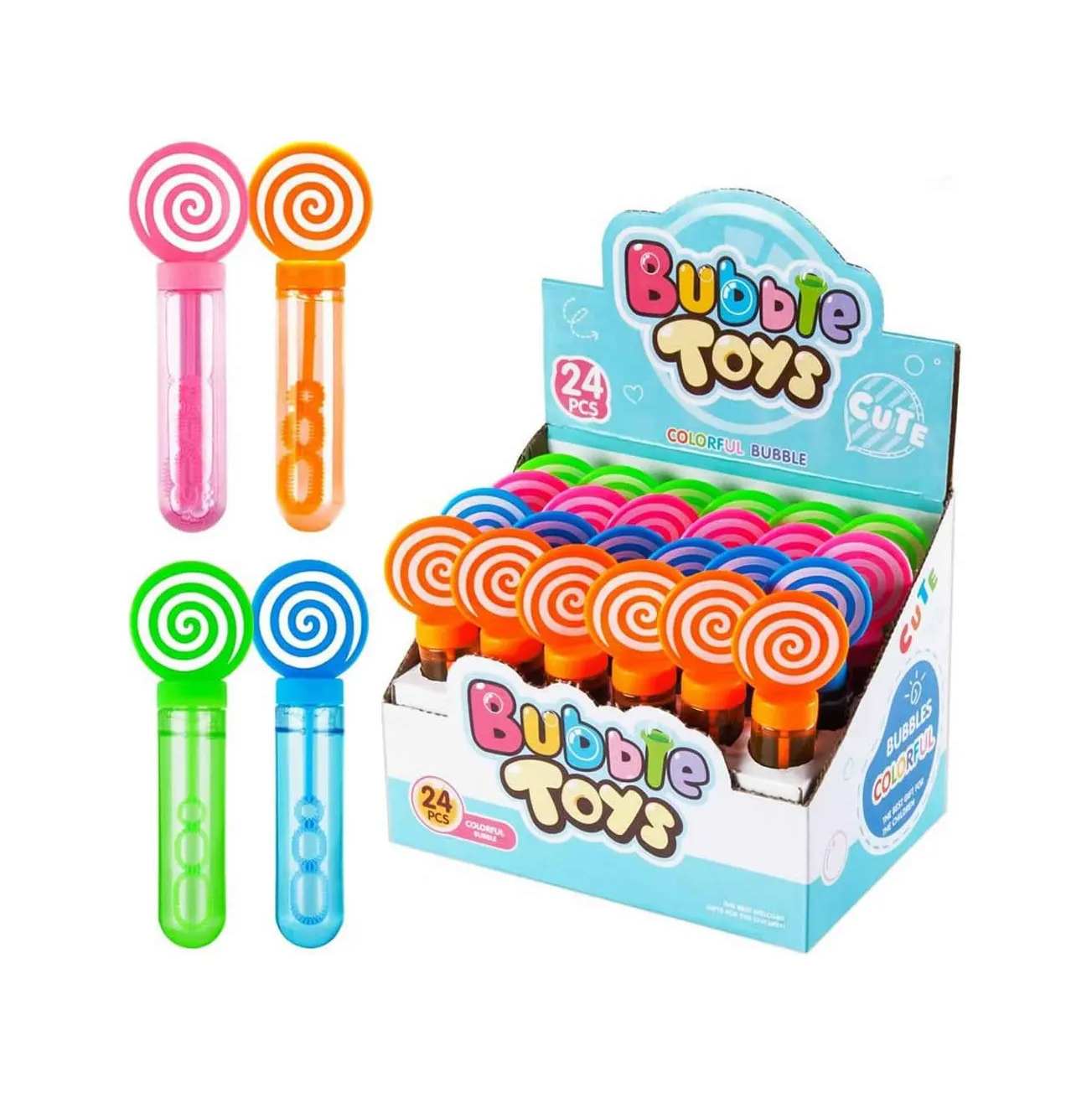 24 Pcs Mini Bubble Wand Set 4 Colors,bubble Maker Toys Gifts Bubbles Fun Toys for Kids, Summer Bubble Gun UW1370585 Union World
