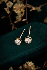 Classic 14K Solid White Gold 0.674ct Round Brilliant Lab Grown Diamond Stud Earrings | Round Brilliant Cut Lab Created Diamond - Product Image 2