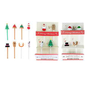 Fournitures de décoration de noël accessoires Bento cure-dents fourchette à fruits en plastique Bento choix de nourriture de noël pour les enfants - Product Image 1