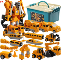Jouets de construction transformables pour enfants, véhicules de construction à assembler soi-même avec boîte de rangement