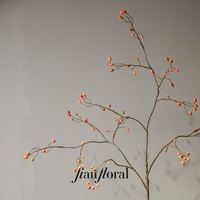 FONG IAN Rose artificielle réaliste de haute qualité, faite à la main, mini baies de cynorrhodon, multi-branches, décoration d'intérieur, Noël, automne