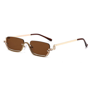 Square Half Rim Rhinestone <b>Sunglasses</b> UV400 Metal Frame Women's Lightweight Fashion Outdoors Party Style - Product Image 5