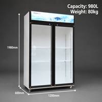 Réfrigérateur vertical commercial, vitrine verticale pour supermarché, 2 portes, grande capacité 820L, réfrigérateur de présentation