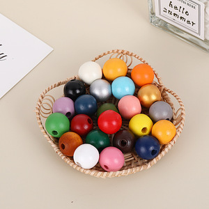 16mm loto legno vernice ad acqua perlina tinta tinta unita di legno <span class=keywords><strong>perline</strong></span> con frange bracciale collana di Lucite in plastica acrilica - Product Image 6