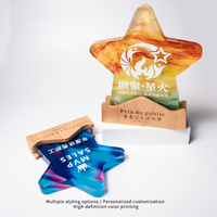 Trophée personnalisé en cristal en forme d'étoile ou de cœur, impression couleur intégrale, écologique, pour récompense d'entreprise, personnel remarquable, réunion annuelle