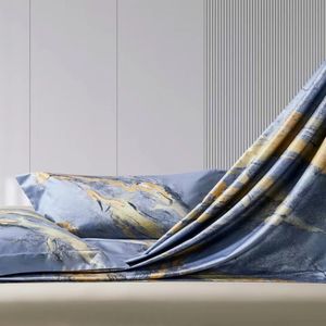 Juego de Ropa de Cama de 4 Piezas de Algodón Egipcio Azul 140S, Funda de Edredón con Estampado Digital, Sábanas Suaves con Patrones Finos, Proveedor de Ropa de Cama - Product Image 4
