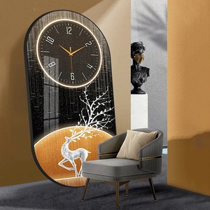 Grande Horloge Murale en Porcelaine de Cristal, Tendance et Moderne, de Luxe, Peinte, Créative, pour Hall d'Entrée, Salle à Manger, Décoration Murale Artistique - Product Image 2