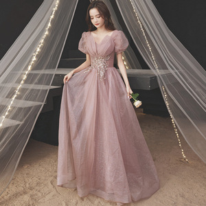 Women's Evening Gown Pink A-Line Empire Waist Sweetheart Neckline Organza Long Dress For Formal Events - Product Image 3