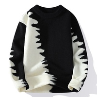 Pull-over en tricot personnalisé avec logo pour homme, motif jacquard, streetwear, col rond, pull chaud en tricot pour l'hiver