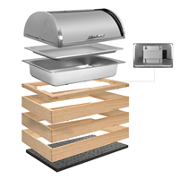 Chauffe-Plat Buffet en Acier Inoxydable Brossé, Réchaud de Luxe Alimenté par Pack de Glace pour Équipement de Restauration