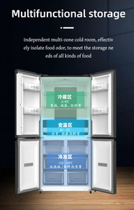 Ventes directes du fabricant <span class=keywords><strong>Réfrigérateur</strong></span> 4 portes croisées 4 <span class=keywords><strong>litres</strong></span>, sans gel, refroidi par air et noir avec miroir pour usage domestique - Product Image 3