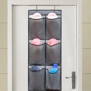 Over The Door <b>Shoe</b> Organizer 6 Pockets Hanging Fabric <b>Storage</b> For Closet With Hooks Grey - Product Image 2