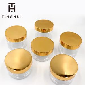 Emballage cosmétique de luxe avec couvercle doré personnalisé, contenants en plastique noir de qualité alimentaire de 250 ml (8 oz) avec couvercles - Product Image 6