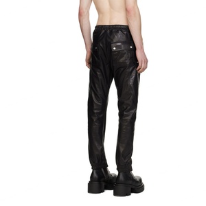 OEM Custom Men Elastic Belt Slim Fit Zipper Design Sex <b>Tight</b> PU Leather Pants <b>Winter</b> Windbreak Motorcycle Leather Trouser - Product Image 2