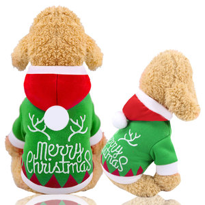Sweat à capuche de Noël pour chien, motif renne vert, taille moyenne, manteau pour animaux de compagnie, tenue de fête mignonne pour chiens - Product Image 5