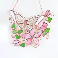 Pendentifs en verre teinté YUXIN de haute qualité, motif Art Déco, rose, papillon, fleur, attrape-soleil, pour la maison et Noël, en dropshipping