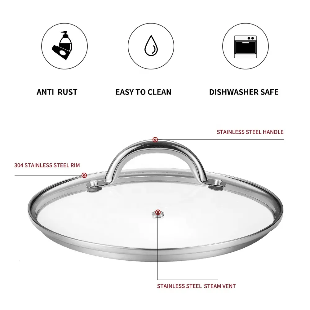 Набор посуды и выпечки, закаленная стеклянная крышка с вентиляционным отверстием, безопасная стеклянная крышка для посудомоечной машины для ВОК