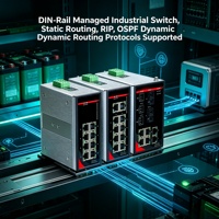 Switch Industrial Gestionado L2 para Riel DIN, 8 Puertos Gigabit, 2 Fibra SC, SNMP, Web, ERPS, RSTP, Sin Ventilador, Amplio Voltaje 40-80C