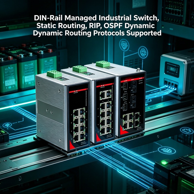 DIN Rail L2 Managed Industrial Switch 8 Port Gigabit 2xSC Fiber VLAN Support SNMP Web ERPS RSTP Fanless Wide Voltage 40 80C