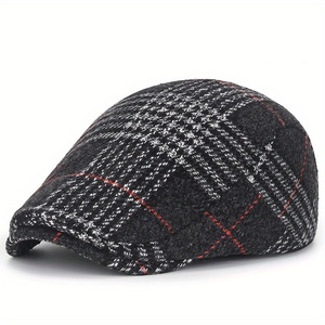 Casquette <span class=keywords><strong>d</strong></span>'<span class=keywords><strong>hiver</strong></span> <span class=keywords><strong>d</strong></span>écontractée pour hommes et femmes Nouveau béret à carreaux en laine avec chapeau de lierre de style britannique - Product Image 3