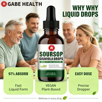 Gouttes liquides de Graviola (Corossol) à marque privée OEM, 1100mg, Vitamine C issue de feuilles de fruit, 60ml, Absorption à 97%, Végétalien, Immunité, Antioxydant, Personnalisé