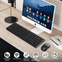 Souris et clavier sans fil 2,4 GHz, ultra fins, ergonomiques, 1600 DPI, design mince pour ordinateur, PC, ordinateur portable