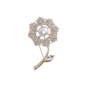 Broche de Perlas de Cristal con Diseño de Diente de León para Mujer, Broches de Diente de León con Circonita Blanca Brillante y Pedrería para Mujer, Broches para Solapa - Product Image 5