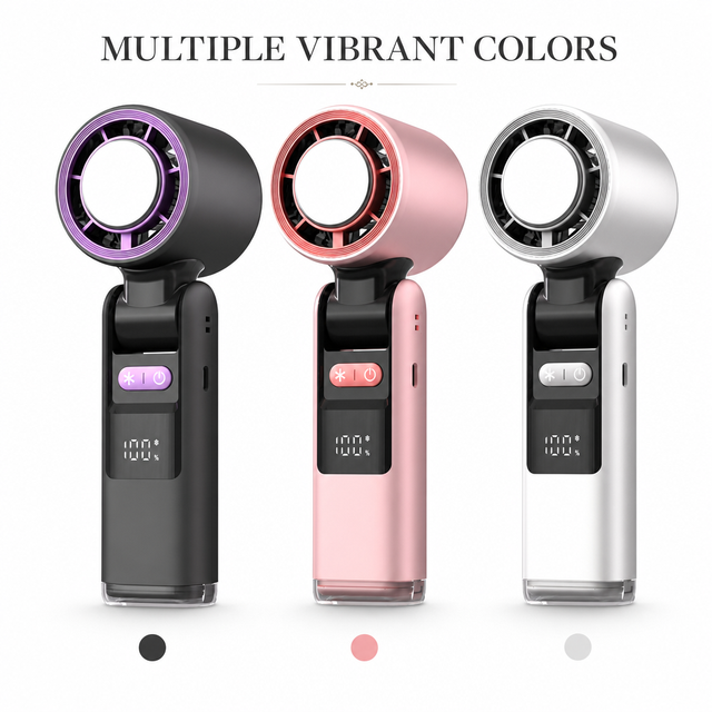 Professional 3-Speed Foldable Mini Fan Energy Saving Strong Wind Lightweight Rechargeable Brushless Motor LED Display Car