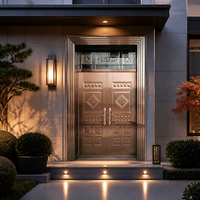 Porte d'entrée double en acier inoxydable rose gold sur mesure pour villa et appartement